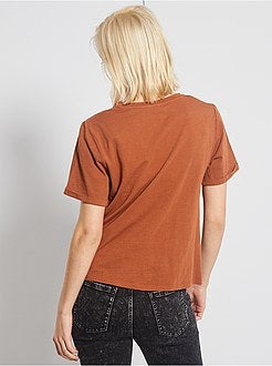 T-shirt bi-matière noué - Kiabi