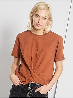 T-shirt bi-matière noué - Kiabi