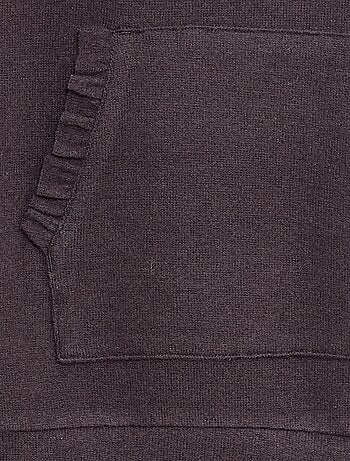 T-shirt col à capuche poche volantée uni