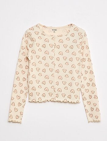 T-shirt côtelé à fleurs