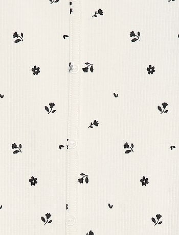 T-shirt côtelé à fleurs