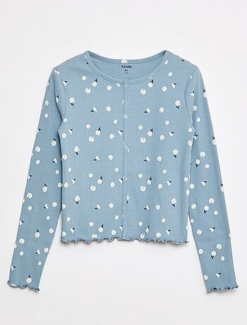 T-shirt côtelé à fleurs