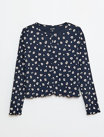 T-shirt côtelé à fleurs