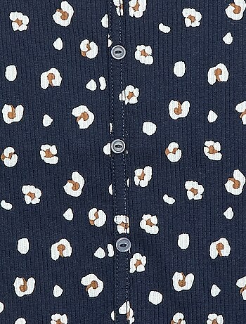 T-shirt côtelé à fleurs