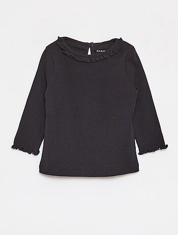 T-shirt côtelé à manches longues