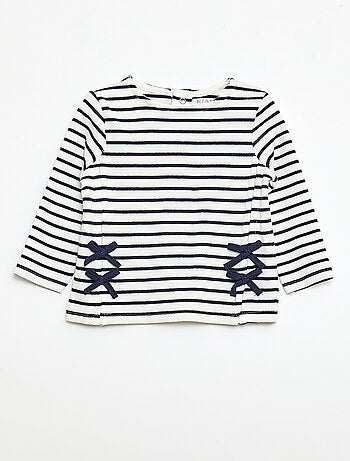 T-shirt côtelé à rayures