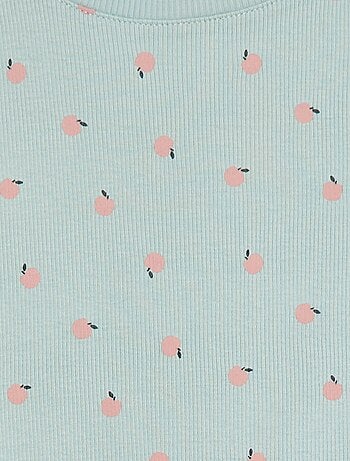 T-shirt côtelé avec bords ondulés et motifs