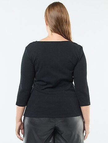 T-shirt côtelé avec large encolure