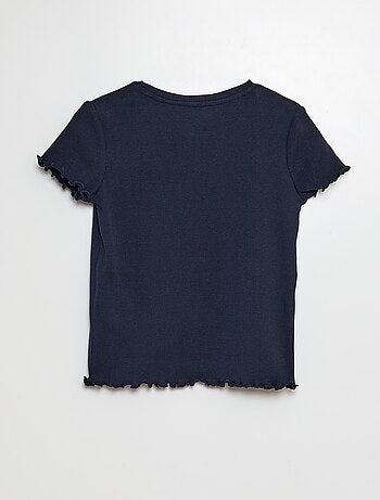 T-shirt côtelé bords ondulés