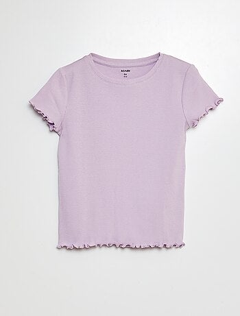 T-shirt côtelé bords ondulés