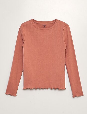 T-shirt côtelé manches longues