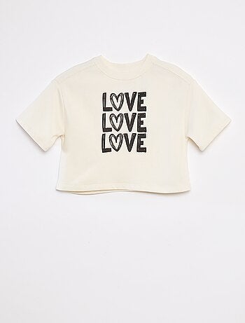 T-shirt crop à manches courtes