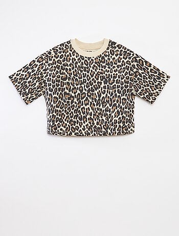 T-shirt crop à manches courtes