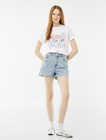 T-shirt crop-top 'Cendrillon' 'Manga' manches courtes
