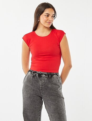 T-shirt crop top manches courtes