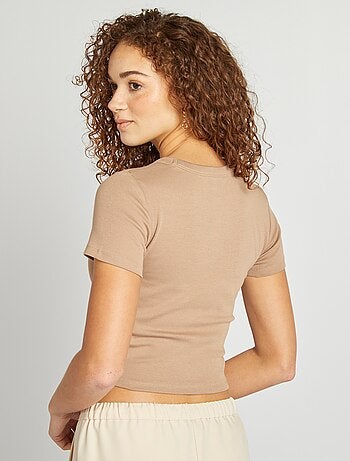 T-shirt cropped manches courtes