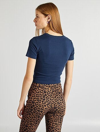 T-shirt cropped manches courtes