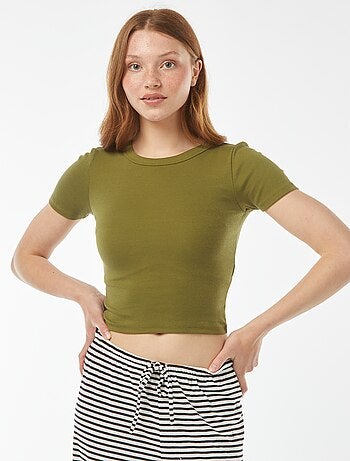 T-shirt cropped manches courtes