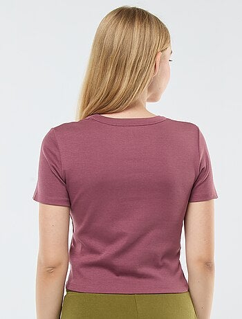 T-shirt cropped manches courtes