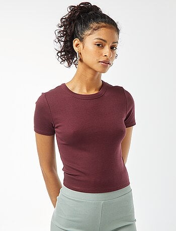 T-shirt cropped manches courtes