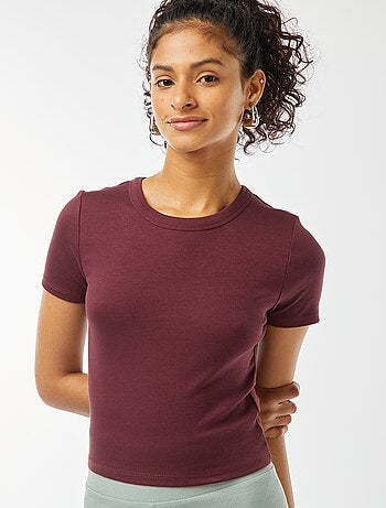 T-shirt cropped manches courtes