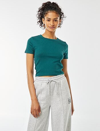 T-shirt cropped manches courtes