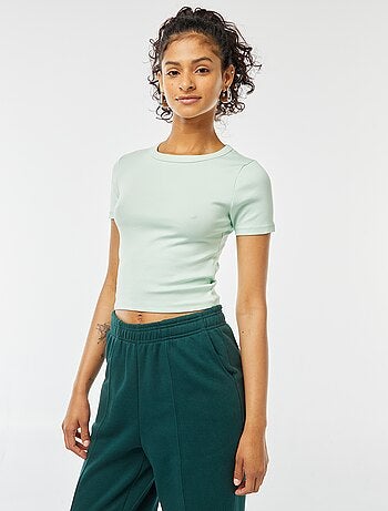 T-shirt cropped manches courtes