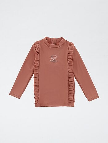 T-shirt de bain volanté à manches longues