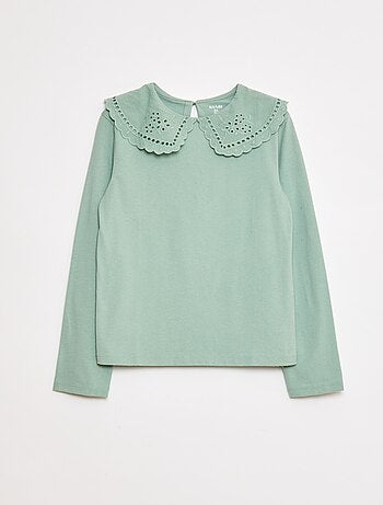 T-shirt en coton avec col brodé