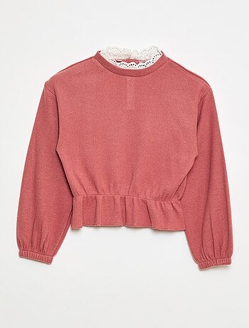 T-shirt en dentelle uni
