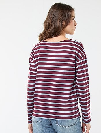 T-shirt en jersey à manches longues à motif rayé
