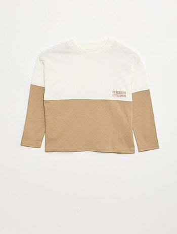 T-shirt en jersey à manches longues effet colorblock