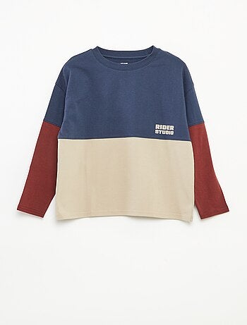 T-shirt en jersey à manches longues effet colorblock