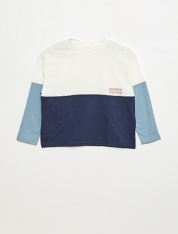 T-shirt en jersey à manches longues effet colorblock
