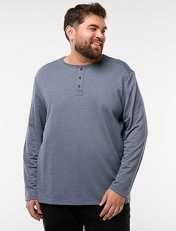 T-shirt en jersey à manches longues et col tunisien