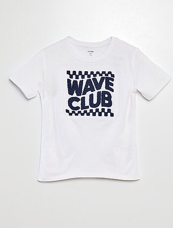 T-shirt en jersey avec inscription en maille bouclette