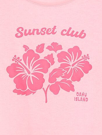 T-shirt en jersey avec un imprimé recto/verso et des manches volantées