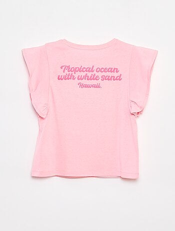 T-shirt en jersey avec un imprimé recto/verso et des manches volantées