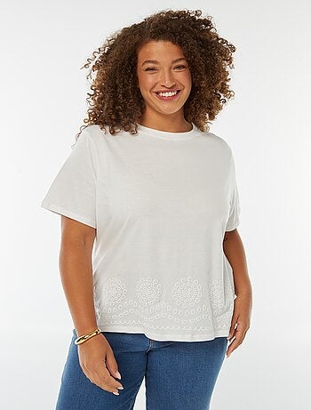 T-shirt en jersey effet broderie à la base