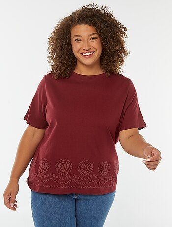 T-shirt en jersey effet broderie à la base
