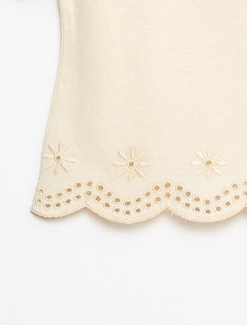 T-shirt en jersey manches courtes avec broderies anglaises