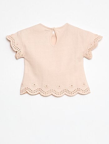 T-shirt en jersey manches courtes avec broderies anglaises