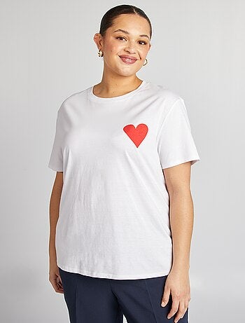T-shirt en jersey manches courtes 'OUI'