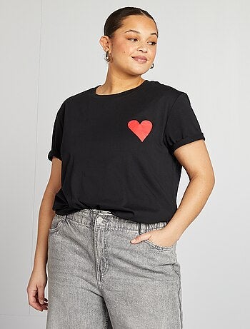 T-shirt en jersey manches courtes 'OUI'