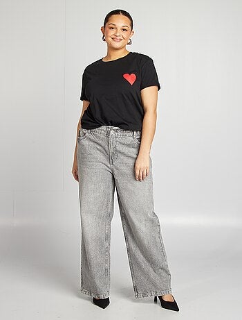 T-shirt en jersey manches courtes 'OUI'