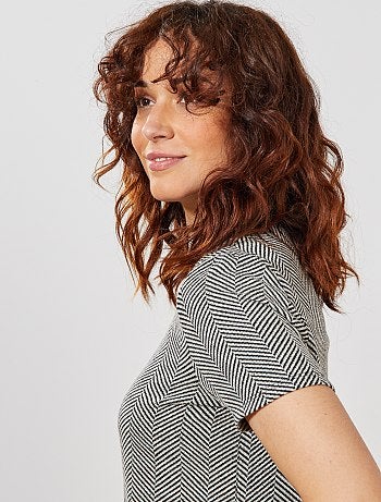 Femme du 34 au 48 - T-shirt en maille à chevrons - Kiabi