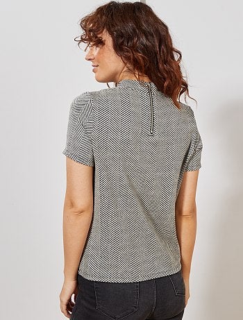 Femme du 34 au 48 - T-shirt en maille à chevrons - Kiabi
