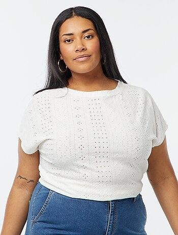 T-shirt en maille ajourée manches courtes