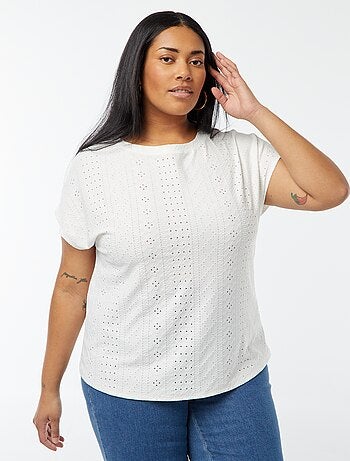T-shirt en maille ajourée manches courtes