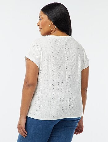 T-shirt en maille ajourée manches courtes